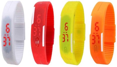 NS18 Silicone Led Magnet Band Combo of 4 White, Red, Yellow And Orange Digital Watch  - For Boys & Girls   Watches  (NS18)