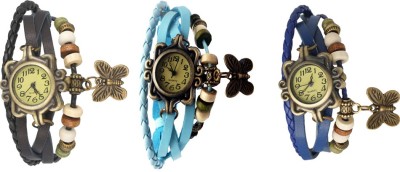 NS18 Vintage Butterfly Rakhi Watch Combo of 3 Black, Sky Blue And Blue Analog Watch  - For Women   Watches  (NS18)