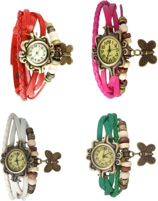 NS18 Vintage Butterfly Rakhi Combo of 4 Red, White, Pink And Green Analog Watch  - For Women   Watches  (NS18)
