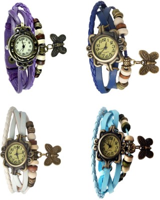 NS18 Vintage Butterfly Rakhi Combo of 4 Purple, White, Blue And Sky Blue Analog Watch  - For Women   Watches  (NS18)