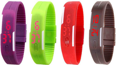 

Kissu Led Magnet Band Combo of 4 Purple, Green, Red And Brown Watch - For Men & Women