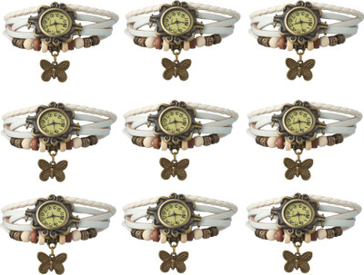 

Kissu Vintage Rakhi Combo of 9 White Watch - For Women