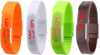 NS18 Silicone Led Magnet Band Combo of 4 Orange, White, Green And Brown Digital Watch  - For Boys & Girls   Watches  (NS18)