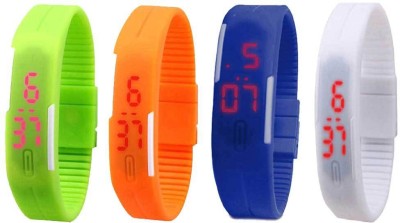 NS18 Silicone Led Magnet Band Combo of 4 Green, Orange, Blue And White Digital Watch  - For Boys & Girls   Watches  (NS18)