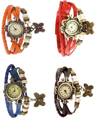 NS18 Vintage Butterfly Rakhi Combo of 4 Orange, Blue, Red And Brown Analog Watch  - For Women   Watches  (NS18)