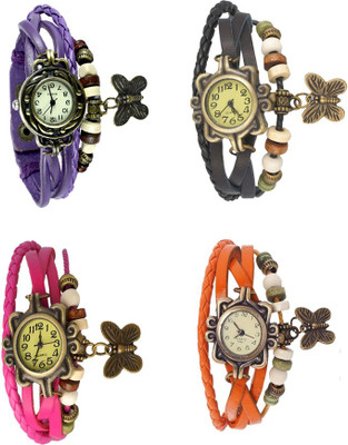 

Kissu Vintage Rakhi Combo of 4 Purple, Pink, Black And Orange Watch - For Women