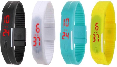 NS18 Silicone Led Magnet Band Combo of 4 Black, White, Sky Blue And Yellow Digital Watch  - For Boys & Girls   Watches  (NS18)