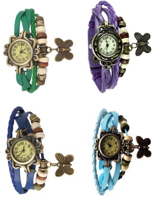 NS18 Vintage Butterfly Rakhi Combo of 4 Green, Blue, Purple And Sky Blue Analog Watch  - For Women   Watches  (NS18)