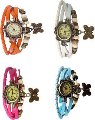 

Kissu Vintage Rakhi Combo of 4 Orange, Pink, White And Sky Blue Watch - For Women