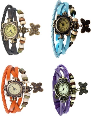 NS18 Vintage Butterfly Rakhi Combo of 4 Black, Orange, Sky Blue And Purple Analog Watch  - For Women   Watches  (NS18)