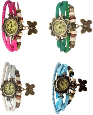 NS18 Vintage Butterfly Rakhi Combo of 4 Pink, White, Green And Sky Blue Analog Watch  - For Women   Watches  (NS18)