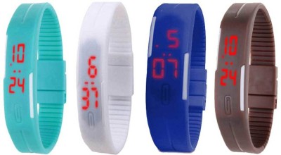 NS18 Silicone Led Magnet Band Combo of 4 Sky Blue, White, Blue And Brown Digital Watch  - For Boys & Girls   Watches  (NS18)
