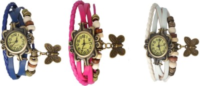 NS18 Vintage Butterfly Rakhi Watch Combo of 3 Blue, Pink And White Analog Watch  - For Women   Watches  (NS18)