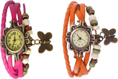 NS18 Vintage Butterfly Rakhi Watch Combo of 2 Pink And Orange Analog Watch  - For Women   Watches  (NS18)