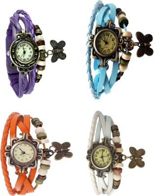 NS18 Vintage Butterfly Rakhi Combo of 4 Purple, Orange, Sky Blue And White Analog Watch  - For Women   Watches  (NS18)
