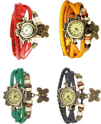 

NS18 Vintage Butterfly Rakhi Combo of 4 Red, Green, Yellow And Black Watch - For Women