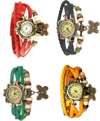 NS18 Vintage Butterfly Rakhi Combo of 4 Red, Green, Black And Yellow Analog Watch  - For Women   Watches  (NS18)