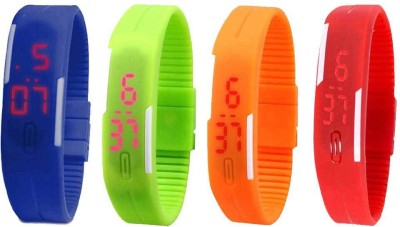 NS18 Silicone Led Magnet Band Watch Combo of 4 Blue, Green, Orange And Red Digital Watch  - For Couple   Watches  (NS18)