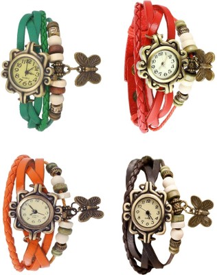 NS18 Vintage Butterfly Rakhi Combo of 4 Green, Orange, Red And Brown Analog Watch  - For Women   Watches  (NS18)