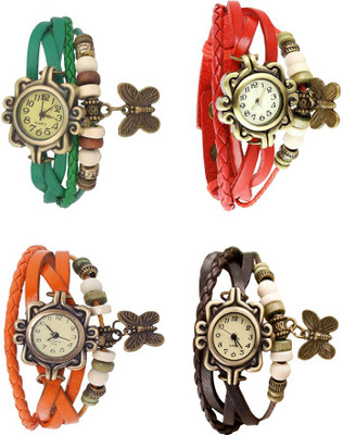 

NS18 Vintage Butterfly Rakhi Combo of 4 Green, Orange, Red And Brown Watch - For Women