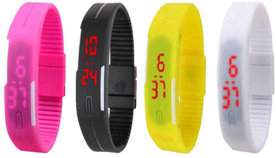 

Kissu Led Magnet Band Combo of 4 Pink, Black, Yellow And White Watch - For Men & Women