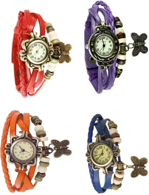 NS18 Vintage Butterfly Rakhi Combo of 4 Red, Orange, Purple And Blue Analog Watch  - For Women   Watches  (NS18)