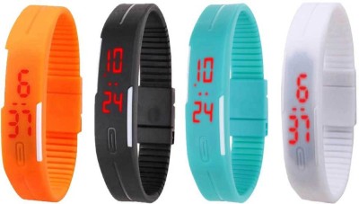 NS18 Silicone Led Magnet Band Combo of 4 Orange, Black, Sky Blue And White Digital Watch  - For Boys & Girls   Watches  (NS18)