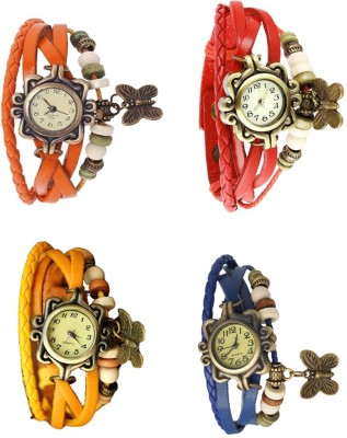 NS18 Vintage Butterfly Rakhi Combo of 4 Orange, Yellow, Red And Blue Analog Watch  - For Women   Watches  (NS18)