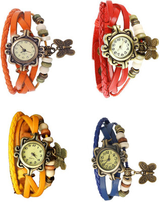

Kissu Vintage Rakhi Combo of 4 Orange, Yellow, Red And Blue Watch - For Women