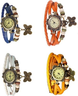 NS18 Vintage Butterfly Rakhi Combo of 4 Blue, White, Orange And Yellow Analog Watch  - For Women   Watches  (NS18)