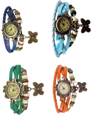 NS18 Vintage Butterfly Rakhi Combo of 4 Blue, Green, Sky Blue And Orange Analog Watch  - For Women   Watches  (NS18)