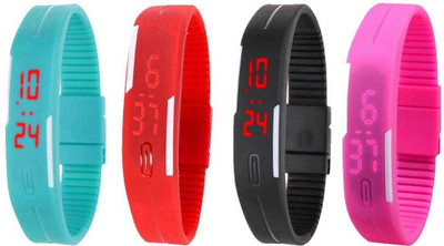 

Kissu Led Magnet Band Combo of 4 Sky Blue, Red, Black And Pink Watch - For Men & Women