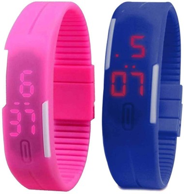 NS18 Silicone Led Magnet Band Set of 2 Pink And Blue Digital Watch  - For Boys & Girls   Watches  (NS18)