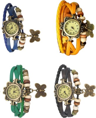 NS18 Vintage Butterfly Rakhi Combo of 4 Blue, Green, Yellow And Black Analog Watch  - For Women   Watches  (NS18)