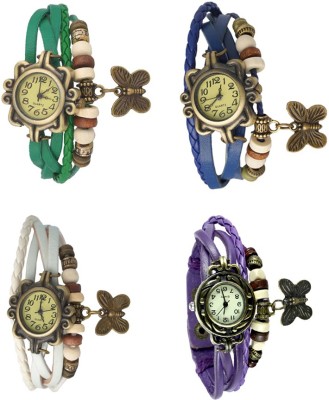 NS18 Vintage Butterfly Rakhi Combo of 4 Green, White, Blue And Purple Analog Watch  - For Women   Watches  (NS18)