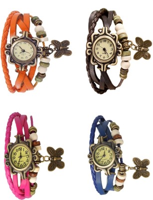 NS18 Vintage Butterfly Rakhi Combo of 4 Orange, Pink, Brown And Blue Analog Watch  - For Women   Watches  (NS18)