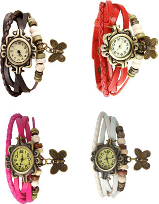 

Kissu Vintage Rakhi Combo of 4 Brown, Pink, Red And White Watch - For Women