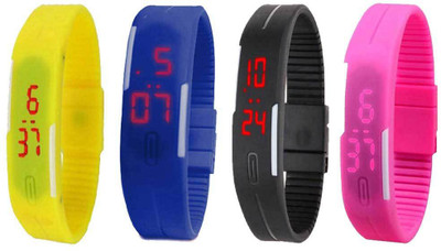 

Kissu Led Magnet Band Combo of 4 Yellow, Blue, Black And Pink Watch - For Men & Women