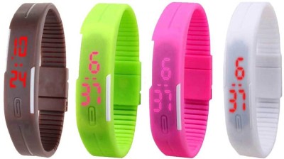 NS18 Silicone Led Magnet Band Combo of 4 Brown, Green, Pink And White Digital Watch  - For Boys & Girls   Watches  (NS18)