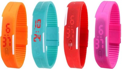 NS18 Silicone Led Magnet Band Watch Combo of 4 Orange, Sky Blue, Red And Pink Digital Watch  - For Couple   Watches  (NS18)