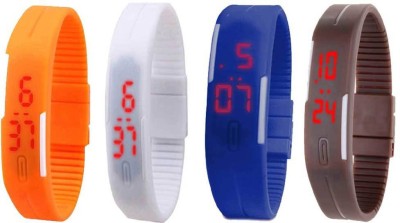 NS18 Silicone Led Magnet Band Combo of 4 Orange, White, Blue And Brown Digital Watch  - For Boys & Girls   Watches  (NS18)