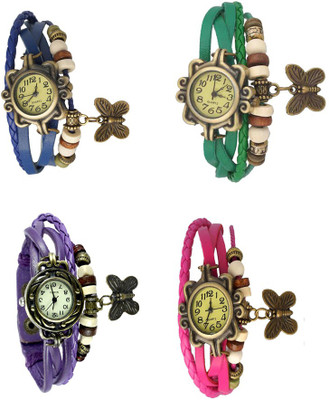 

Kissu Vintage Rakhi Combo of 4 Blue, Purple, Green And Pink Watch - For Women