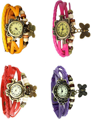 

Kissu Vintage Rakhi Combo of 4 Yellow, Red, Pink And Purple Watch - For Women