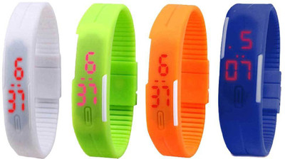 

Kissu Led Magnet Band Combo of 4 White, Green, Orange And Blue Watch - For Men & Women