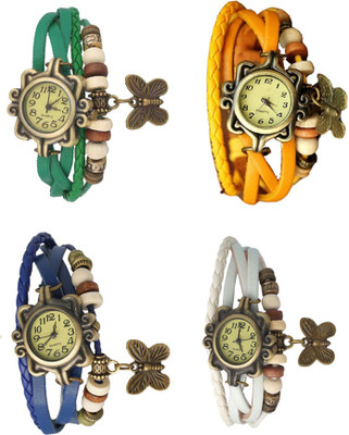 

Kissu Vintage Rakhi Combo of 4 Green, Blue, Yellow And White Watch - For Women