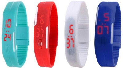 NS18 Silicone Led Magnet Band Combo of 4 Sky Blue, Red, White And Blue Digital Watch  - For Boys & Girls   Watches  (NS18)