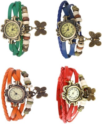 NS18 Vintage Butterfly Rakhi Combo of 4 Green, Orange, Blue And Red Analog Watch  - For Women   Watches  (NS18)