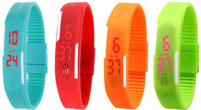 NS18 Silicone Led Magnet Band Combo of 4 Sky Blue, Red, Orange And Green Digital Watch  - For Boys & Girls   Watches  (NS18)