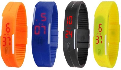 NS18 Silicone Led Magnet Band Combo of 4 Orange, Blue, Black And Yellow Digital Watch  - For Boys & Girls   Watches  (NS18)