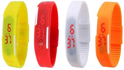 NS18 Silicone Led Magnet Band Combo of 4 Yellow, Red, White And Orange Digital Watch  - For Boys & Girls   Watches  (NS18)